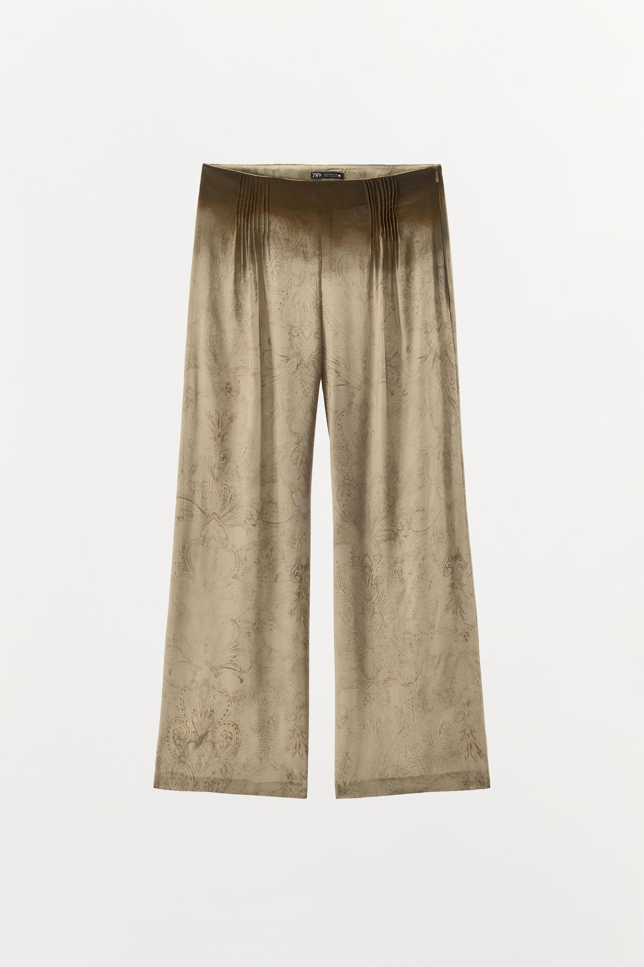 PRINTED WAIST PLEATED PANTS
